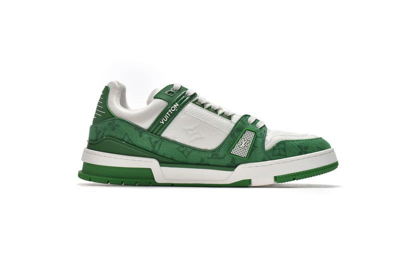 Louis Vuitton Trainer Green Monogram Denim White