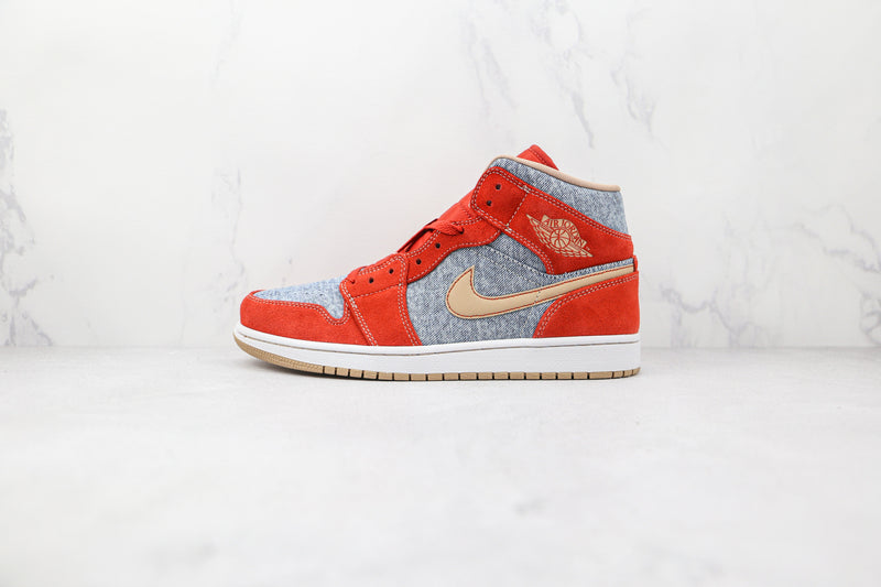 Jordan 1 Mid Denim Red