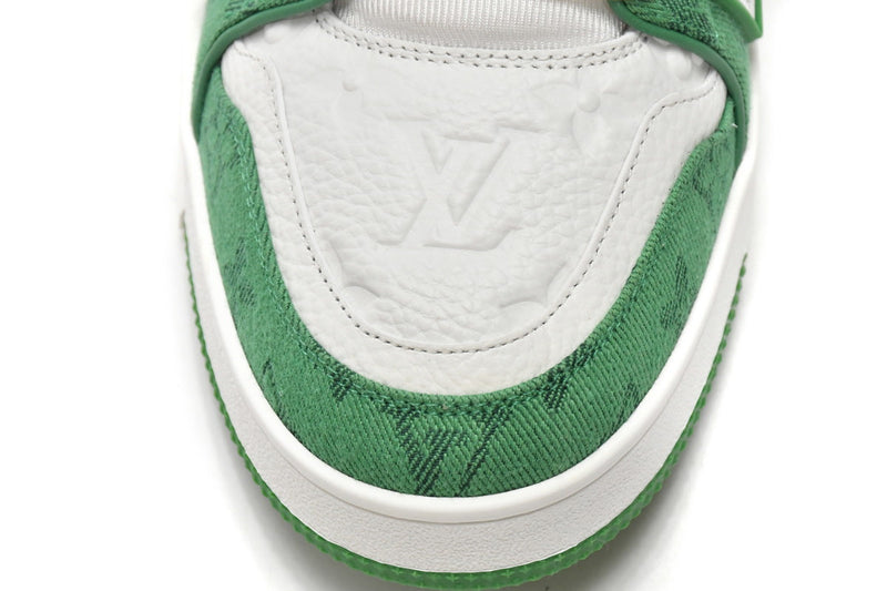 Louis Vuitton Trainer Green Monogram Denim White