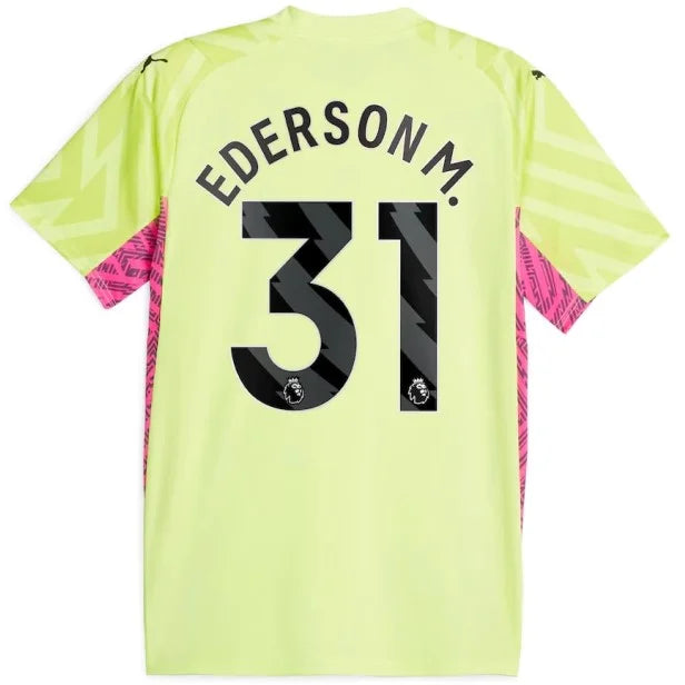 Camisa Manchester City Goleiro Verde Claro 23/24 - Personalizada EDERSON M. - Puma Torcedor Masculina