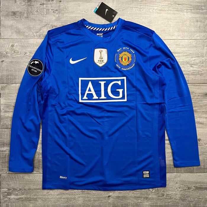 Camisa Manchester United Reserva Manga Longa Retro 2008/09